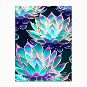Lotus Flower Repeat Pattern Holographic 3 Canvas Print