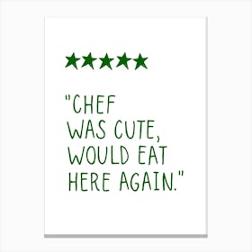 Funny Food Review Green Canvas Print