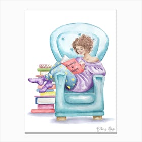 Reading In A Cosy Chair Canvas Print