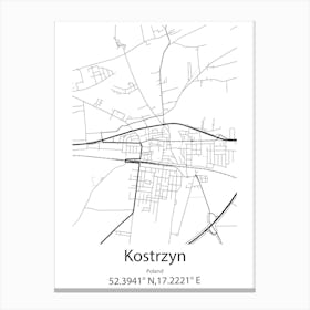 Kostrzyn Nad Odra,Poland Minimalist Map Canvas Print