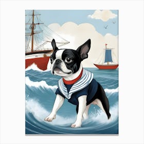 Boston Terrier Sailor-Reimagined 5 Canvas Print