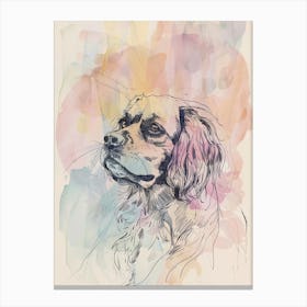 Pastel Tibetan Spaniel Dog Pastel Line Illustration  1 Canvas Print
