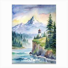 Olympic Washington National Park Watercolor Painting Canvas Print