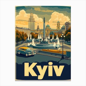 Aihrgdesign A Retro Travel Poster For Kyiv 1 Canvas Print