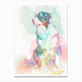 Pastel Bernese Mountain Dog Watercolour Line Illustration 3 Canvas Print