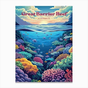 Great Barrier Reef Australia Underwater Travel Art Illustration 1 Canvas Print