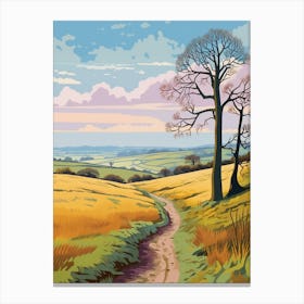 The West Mendip Way England Hike Illustration Canvas Print