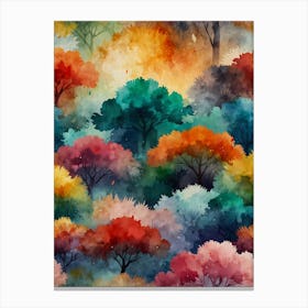 Watercolor Trees Seamless Pattern Canvas Print