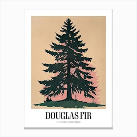 Douglas Fir Tree Illustration Colourful 4 Poster Canvas Print