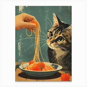 Cat Eating Spaghetti Canvas Print