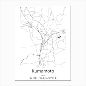 Kumamoto,Japan Minimalist Map Canvas Print