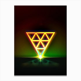 Neon Geometric Glyph in Watermelon Green and Red on Black n.0263 Canvas Print