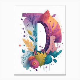 Colorful Letter D Illustration 40 Canvas Print