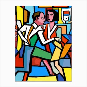 Dancing Couple Colourful Canvas Print