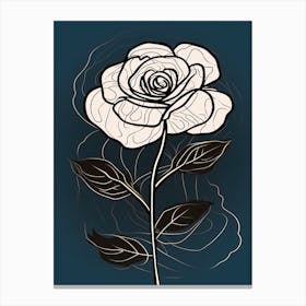 Line Art Roses Flowers Illustration Neutral 2 Canvas Print