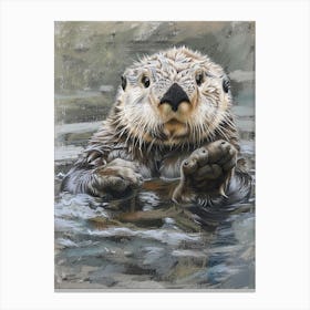 Sea Otter Pastel Watercolour 4 Canvas Print