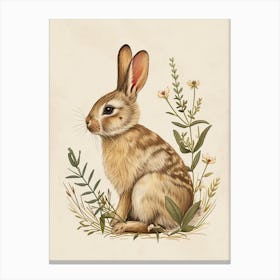 Blanc De Hotot Blockprint Rabbit Illustration 6 Canvas Print