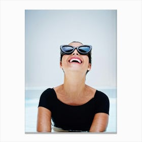 A Captivating Closeup Of A Woman Falling Into Laughter With Sheer Joy She Routinely Captures This (7) Canvas Print