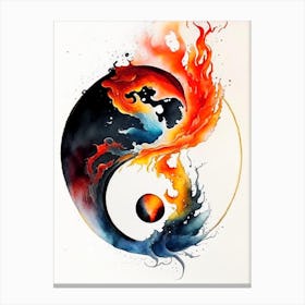 Fire And Water 6 Yin And Yang Japanese Ink Canvas Print