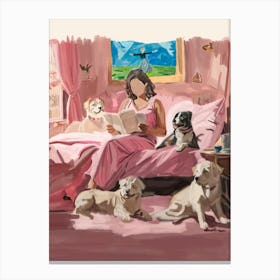 Girl and her dogs Canvas Print