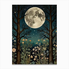 Moonlight In The Forest Style William Morris 13 Canvas Print