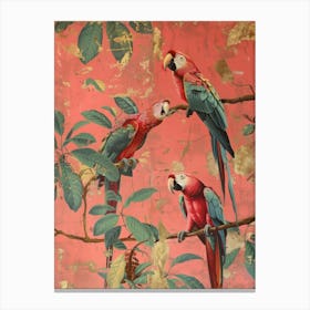 Parrots On A Branch Canvas Print