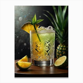 Tropical Cocktail With Pineapple Canvas Print