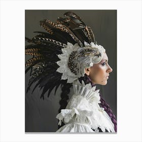 Gothic Woman With Feathers Canvas Print
