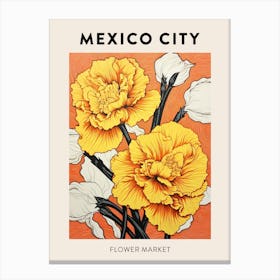 Mexico City Mexico Botanical Flower Market Poster Canvas Print