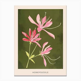 Pink & Green Honeysuckle 2 Flower Poster Canvas Print