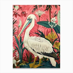 Floral Animal Painting Pelican 4 Canvas Print