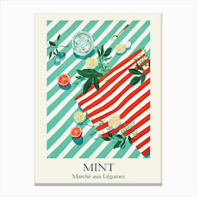 Marche Aux Legumes Mint Summer Illustration 5 Canvas Print