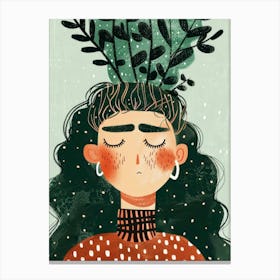 Girl With Leaves On Her Head 2 Canvas Print