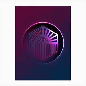 Geometric Neon Glyph on Jewel Tone Triangle Pattern 441 Canvas Print