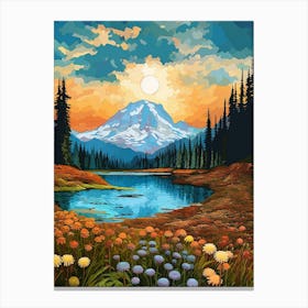 Mount Rainier National Park Retro Pop Art 11 Canvas Print