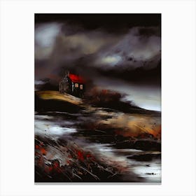 Lone House On A Stormy Night, Brooding, Moody Aesthetic  Canvas Print