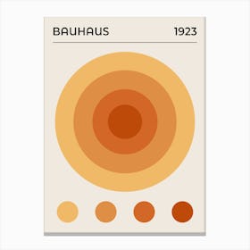 Bauhaus Orange Circles, vintage, retro, geometric, European, mid century, art, modern, colorful, summer, aesthetic, abstract Design Canvas Print