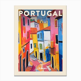 Lisbon Portugal 5 Fauvist Painting  Travel Poster Canvas Print