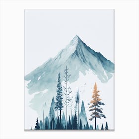 Mountain And Forest In Minimalist Watercolor Vertical Composition Canvas Print