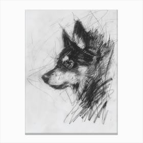 Charcoal Dog Side Line Portrait Canvas Print