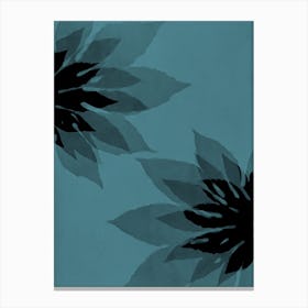 Teal black leaf Canvas Print