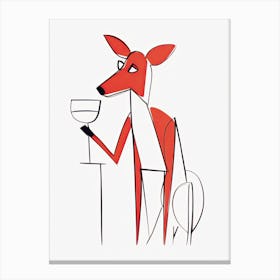 Dog And Cocktail Line Art Canvas Print