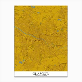 Glasgow Yellow Blue Map Canvas Print