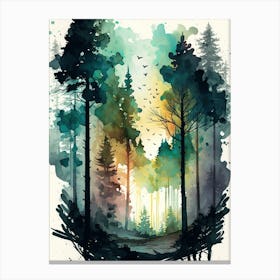 Watercolor Of A Forest 1 Canvas Print