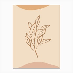 Leaf On A Beige Background Canvas Print