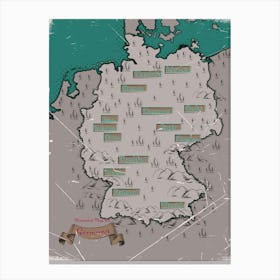 Vintage Map Of Germany Canvas Print