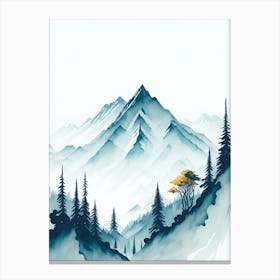 Mountain And Forest In Minimalist Watercolor Vertical Composition 351 Canvas Print