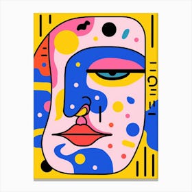 Line Illustration Abstract Face Pink Canvas Print