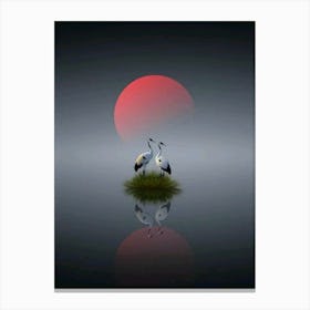 Cranes In The Water Canvas Print