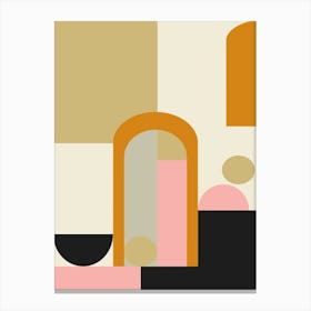 Modern Architectural Geometric Shapes Art in Earthy Pink Black Beige and Burnt Orange Canvas Print